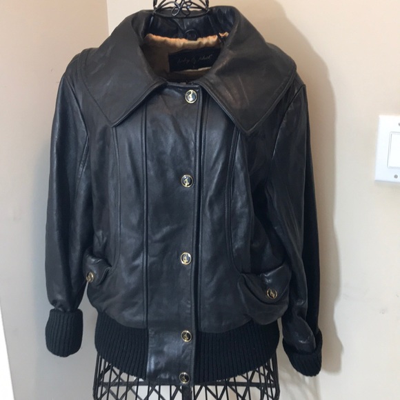 Baby Phat Authentic Black Genuine Leather Jacket with Pockets Size L - Picture 1 of 16